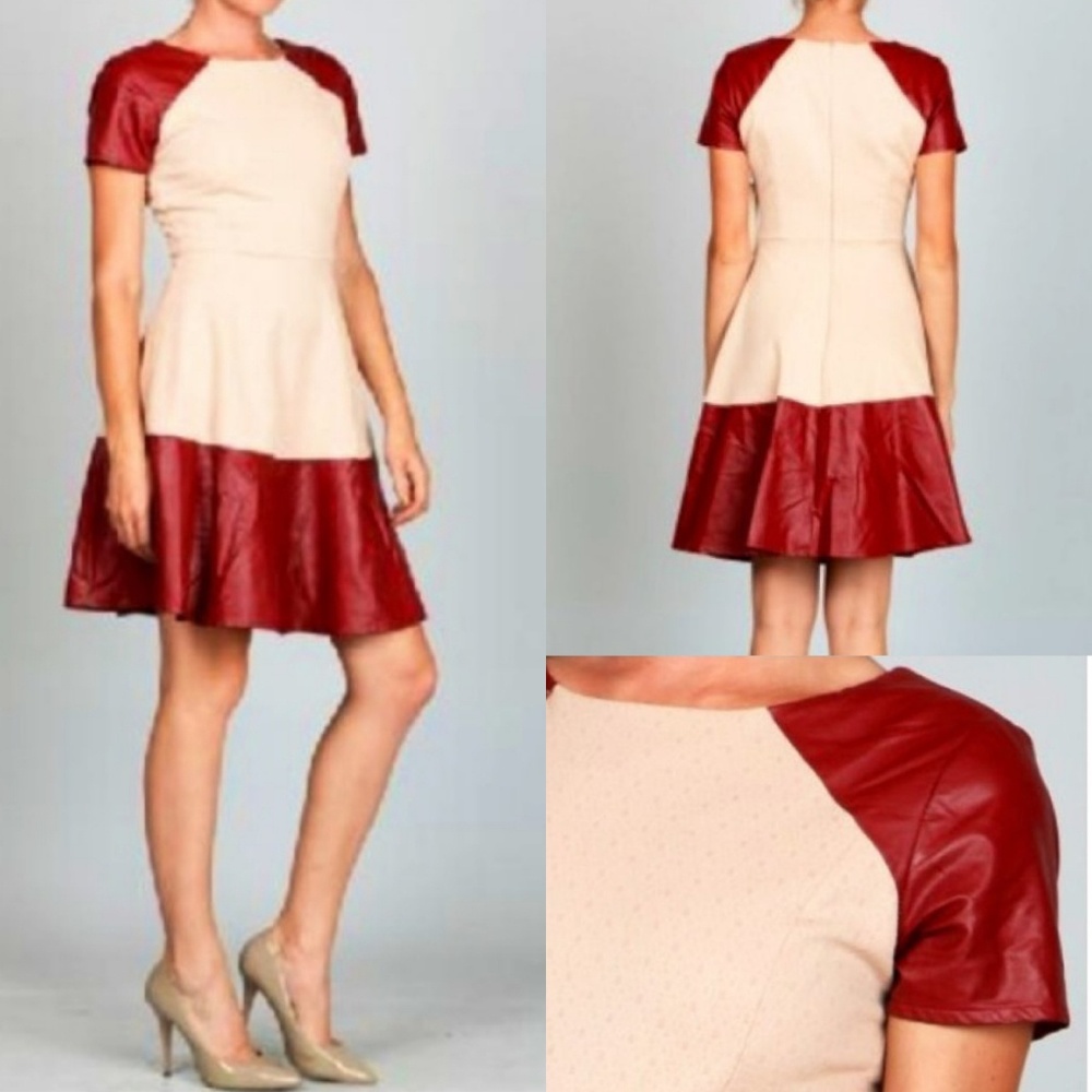 Ark & Co Faux Leather Fit and Flare Dress